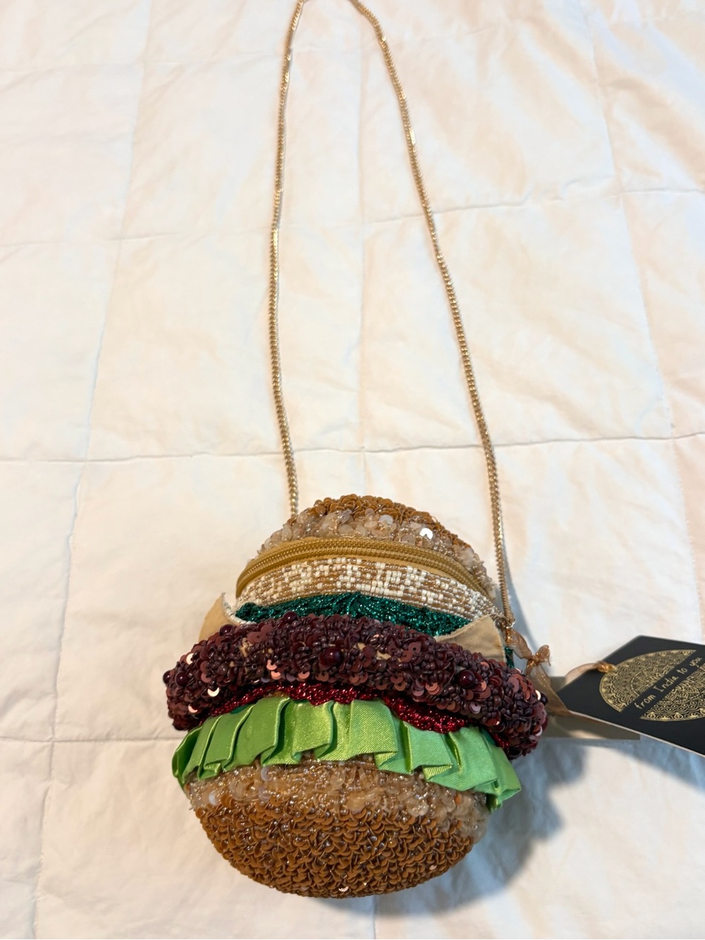 Beaded Hamburger Crossbody Bag Novelty